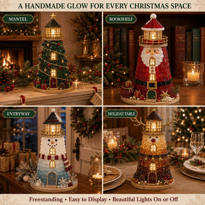 🎄Beginner-Friendly DIY Lighted Christmas Character Sea Glass-Style Lighthouse Kit Collection | Complete Kit with Sea Glass-Style Pieces💕