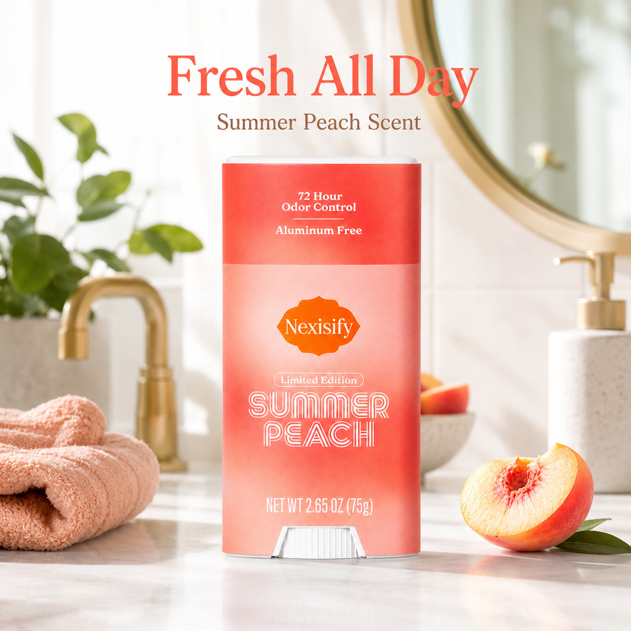 Nexisify Summer Peach Deodorant – Freshness & Gentle Underarm Care