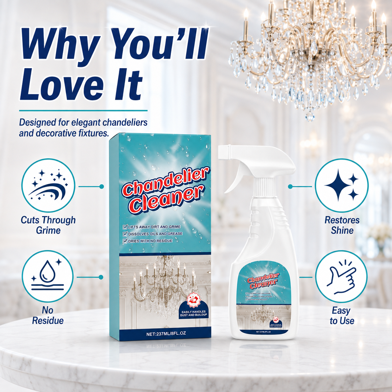 Powerful Stain Removal-Chandelier Cleaner