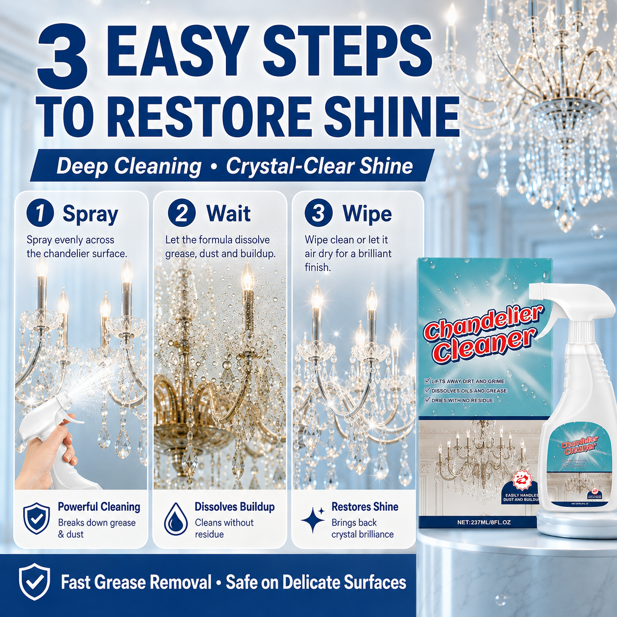 Powerful Stain Removal-Chandelier Cleaner