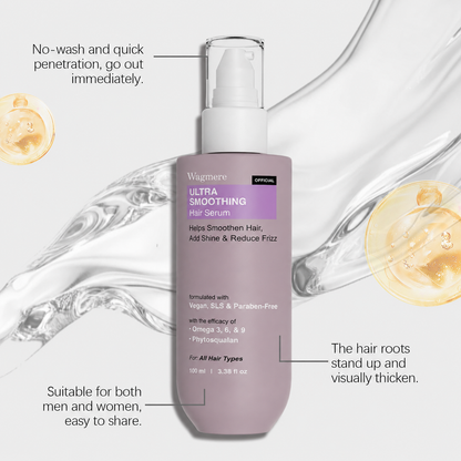 Ultra Smoothing Hair Serum – Reduce Frizz & Deep Hydration | Niacinamide + Carbohydrate Complex for Silky, Smooth Hair | Vegan, SLS & Paraben-Free