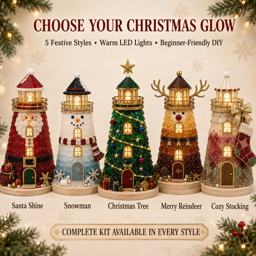 🎄Beginner-Friendly DIY Lighted Christmas Character Sea Glass-Style Lighthouse Kit Collection | Complete Kit with Sea Glass-Style Pieces💕