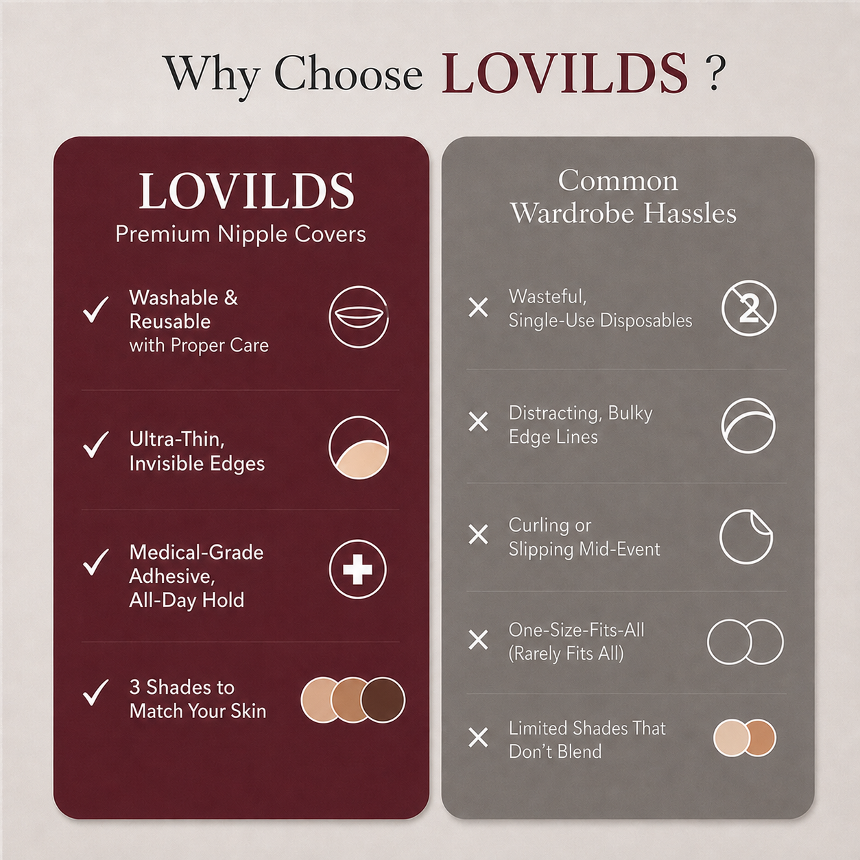 LOVILDS Seamless Sticky Nipple Covers for Women