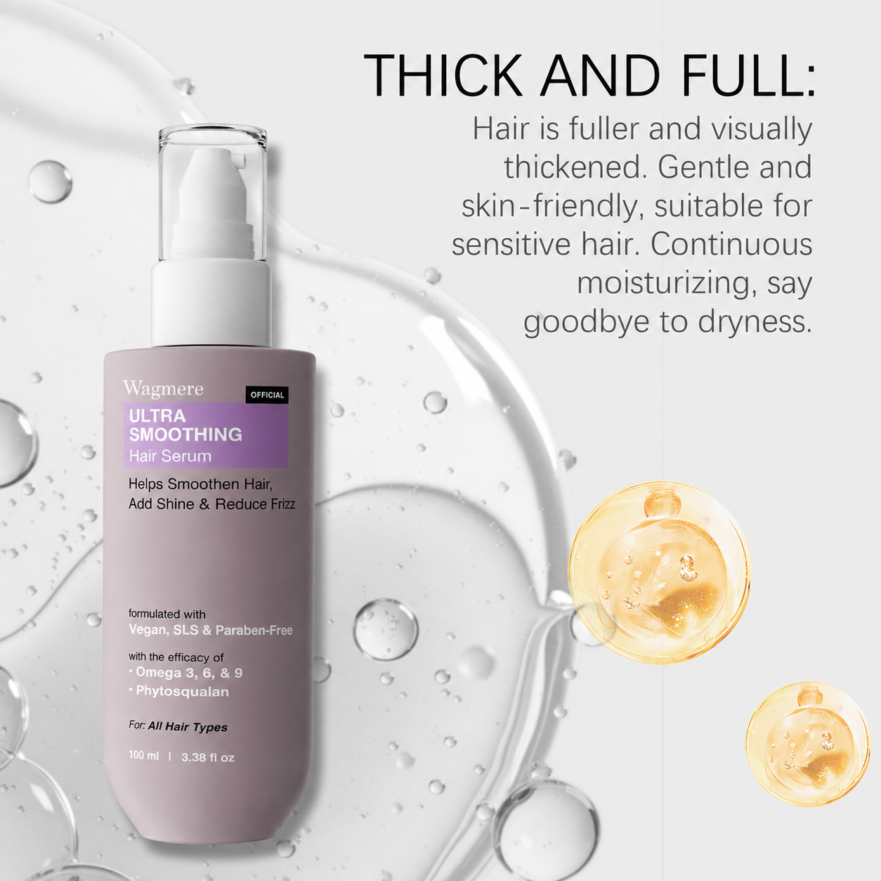 Ultra Smoothing Hair Serum – Reduce Frizz & Deep Hydration | Niacinamide + Carbohydrate Complex for Silky, Smooth Hair | Vegan, SLS & Paraben-Free