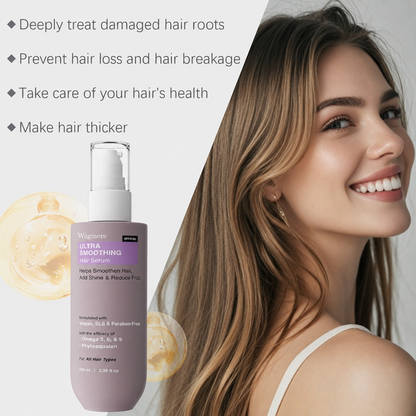 Ultra Smoothing Hair Serum – Reduce Frizz & Deep Hydration | Niacinamide + Carbohydrate Complex for Silky, Smooth Hair | Vegan, SLS & Paraben-Free