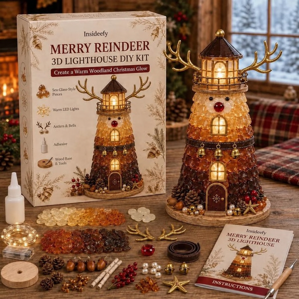 🎄Beginner-Friendly DIY Lighted Christmas Character Sea Glass-Style Lighthouse Kit Collection | Complete Kit with Sea Glass-Style Pieces💕