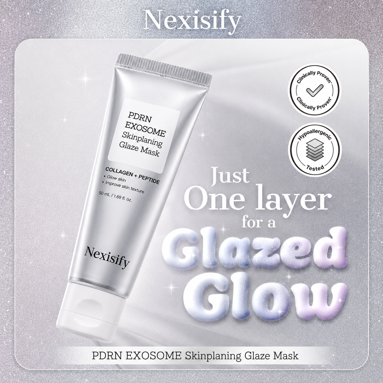 PDRN Exosome Overnight Glaze Peel-Off Mask  Hydrate, smooth and reveal a fresh glazed-looking glow while you sleep.