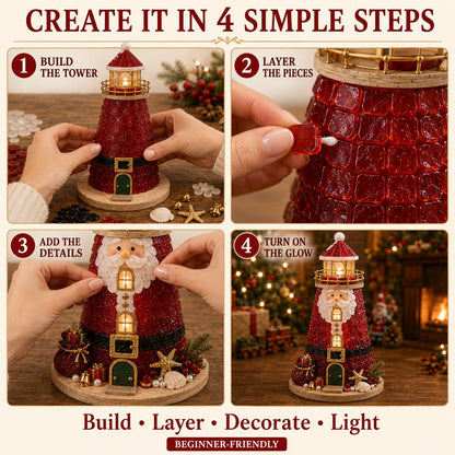 🎄Beginner-Friendly DIY Lighted Christmas Character Sea Glass-Style Lighthouse Kit Collection | Complete Kit with Sea Glass-Style Pieces💕