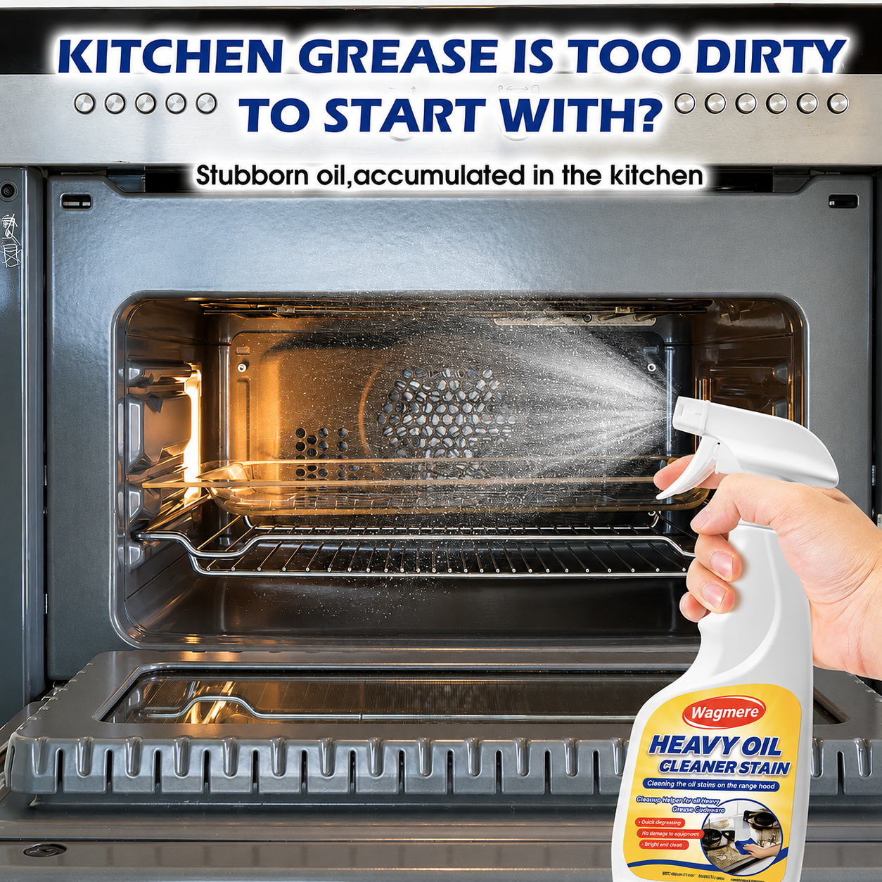 Wagmere Multi-Purpose Cleaner- Effective Multi-Purpose Cleaner with Spray Nozzle Spray & Towel for Kitchen, Household, Oven, Stove, Range Hood, Sink