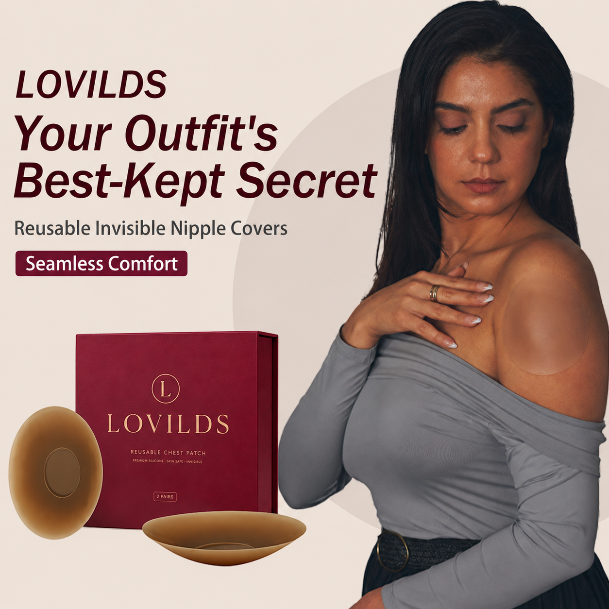 LOVILDS Seamless Sticky Nipple Covers for Women