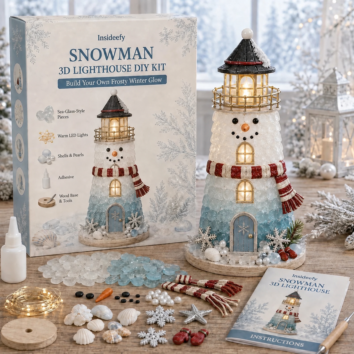 🎄Beginner-Friendly DIY Lighted Christmas Character Sea Glass-Style Lighthouse Kit Collection | Complete Kit with Sea Glass-Style Pieces💕